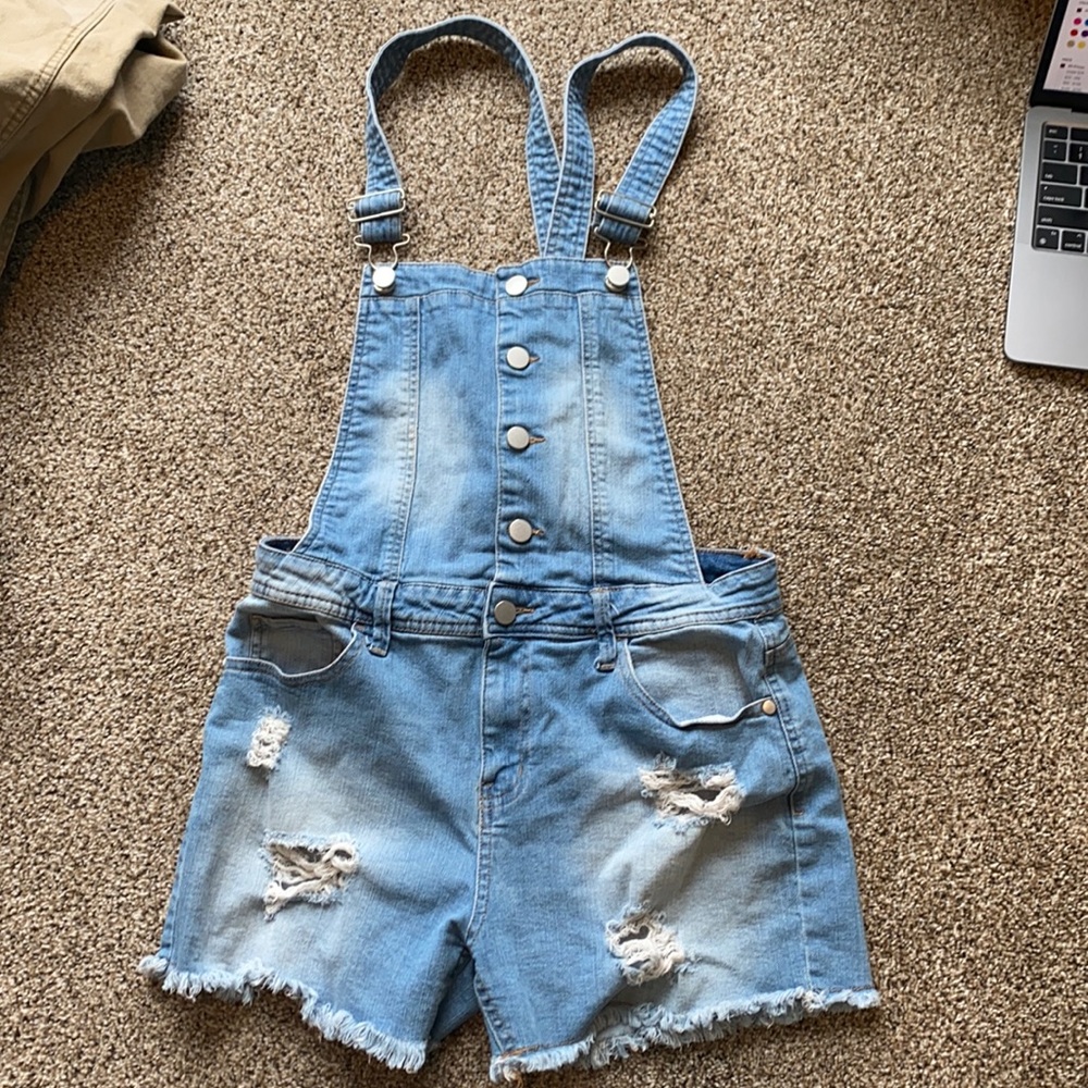 Overall Cut Off Jean Shorts